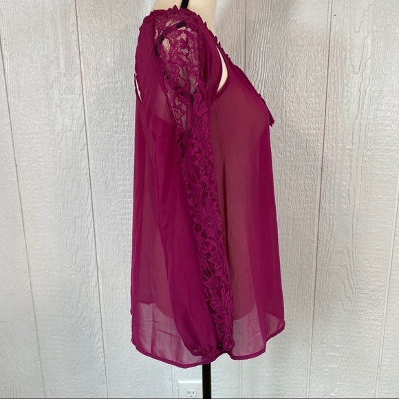 Jessica Simpson Sheer Purple Lace Blouse - Picture 5 of 11